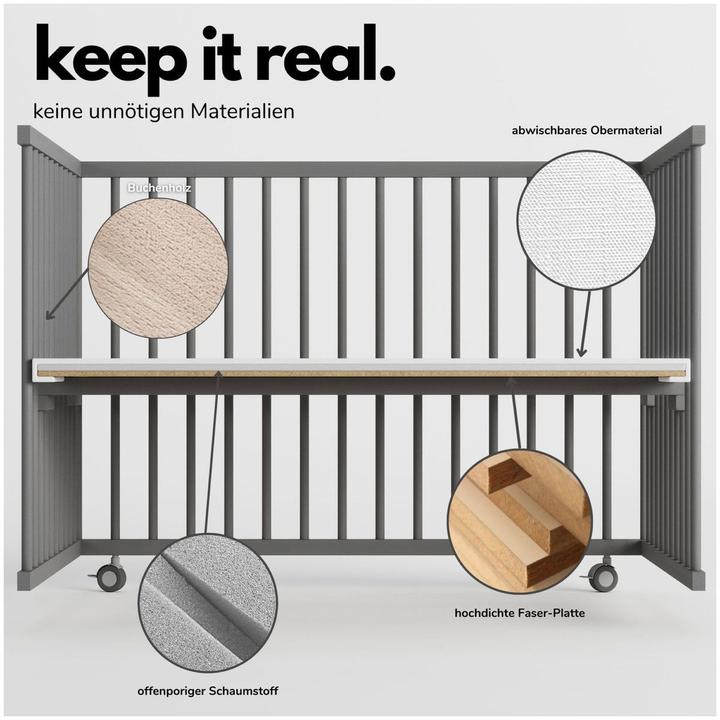 Image du produit Sämann Parc Premium avec barreaux amovibles (120 cm, 120 cm, Hêtre)