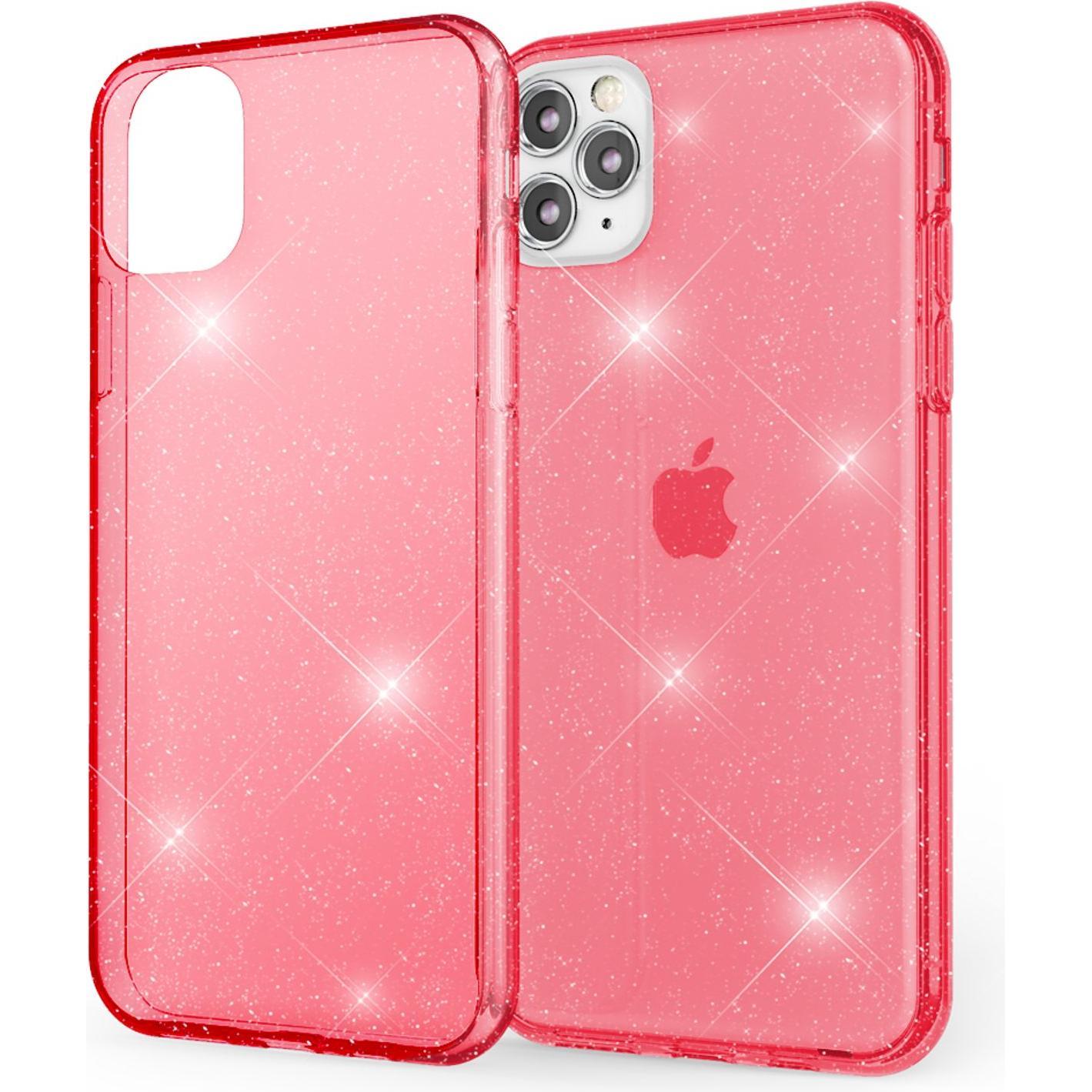 Nalia Klare Glitzer Silikon Hülle (Apple iPhone 11 Pro), Smartphone Hülle, Rot