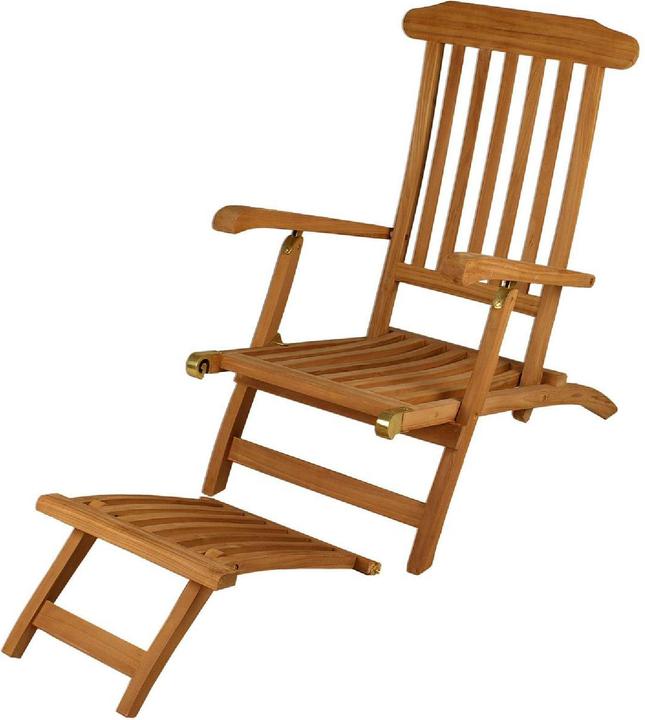 Actual product image VCM Liegestuhl Deckchair "Florentine" Steamer Teakholz behandelt (160 cm)