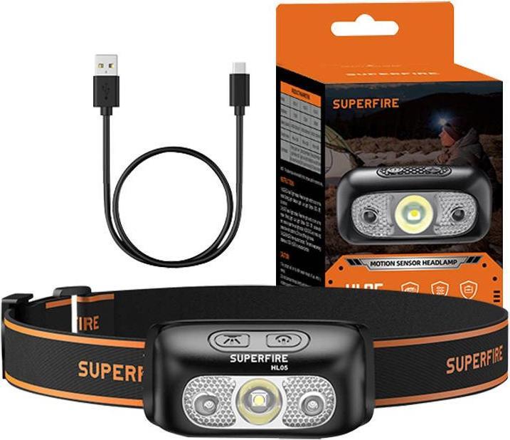 Produktbild Superfire Headlamp HL05-E, 120lm, USB (120 lm)