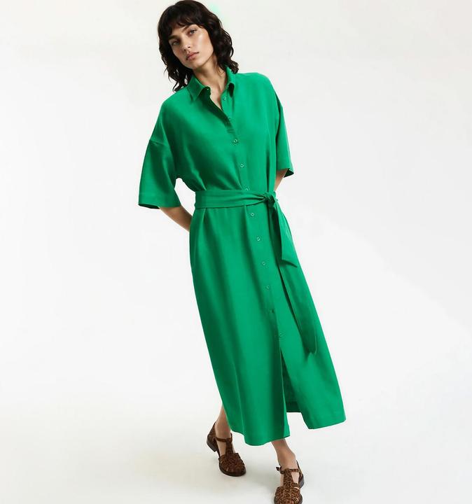 Produktbild La Redoute Collections Hemdkleid lang Ärmel Ellbogen gegürtet (XS)
