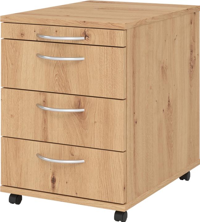 Image du produit Hammerbacher Caisson roulant 58cm,3 tiroirs BO chêne cendré (42.80 x 58 x 59 cm)