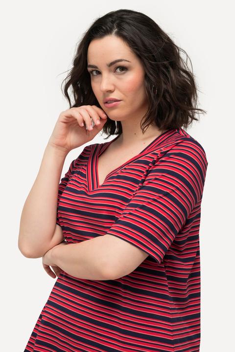 Produktbild Ulla Popken T-Shirt, Ringel, Classic, V-Ausschnitt, Halbarm (58)
