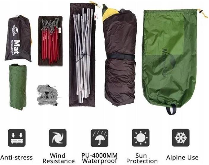 Produktbild Naturehike Cloud Peak 2 20d T-Zip Zelt nh17k240-y-green (2.50 kg, 2 Personen)