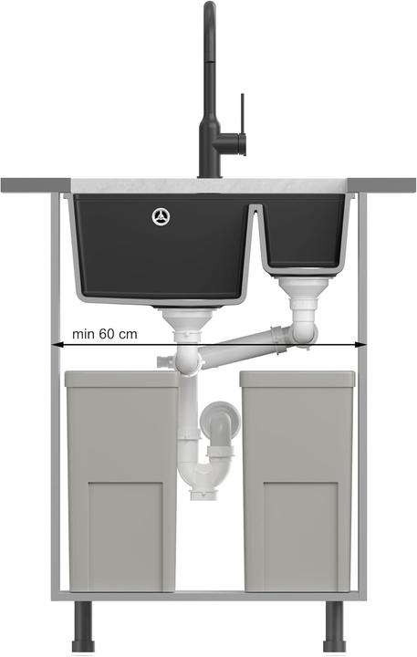 Immagine prodotto Quadron Lavello doppio granito design elegante resistente e pratico (46 cm, 55.50 cm)