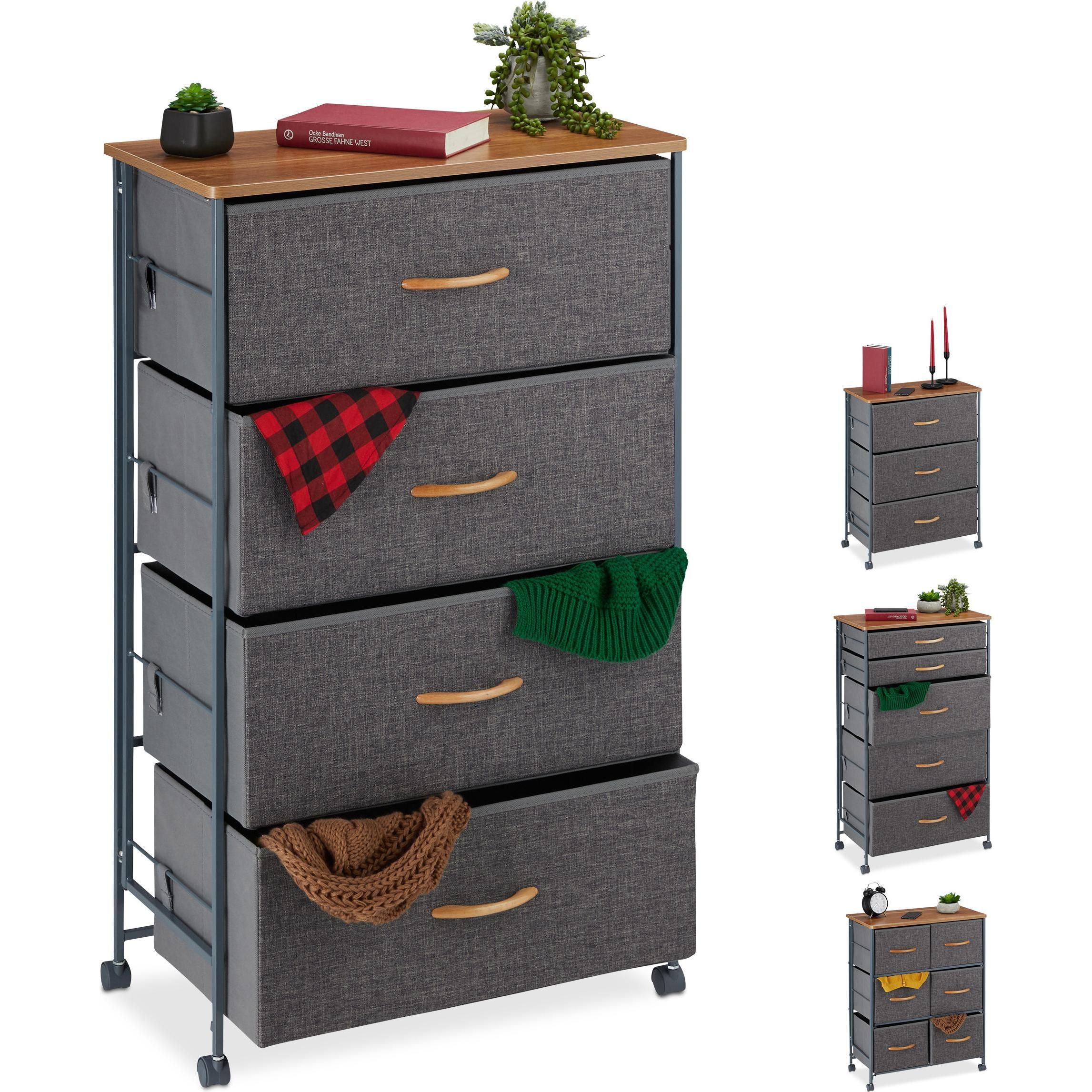 Relaxdays, Kommode + Sideboard, Schubladenschrank (58 x 30 x 93 cm)