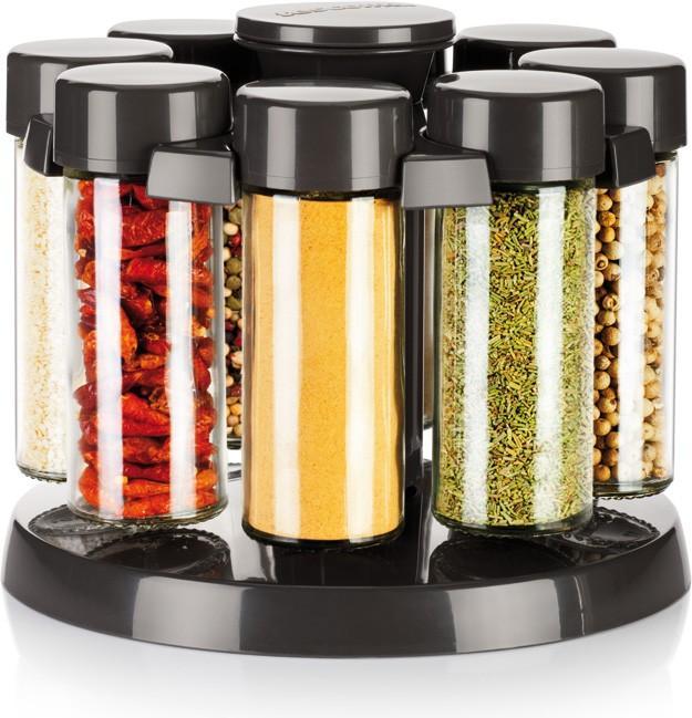 Tescoma Barattoli portaspezie in portaoggetti girevole SEASON 8 pezzi, color antracite