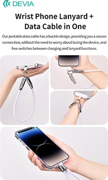 Image du produit Devia câble lanyard 2in1 PD USB-C - Lightning 0,3 m 27W violet (0.30 m, USB 3.2 Gen 2, 27 W)