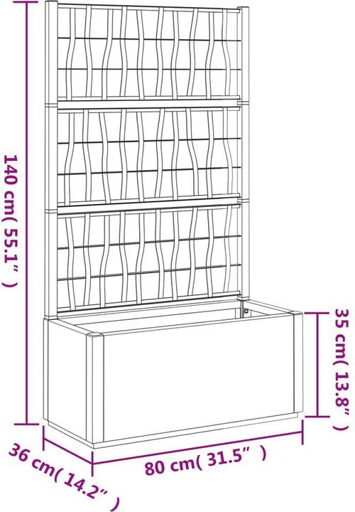 Image du produit vidaXL Pflanzkübel mit Rankgitter PP