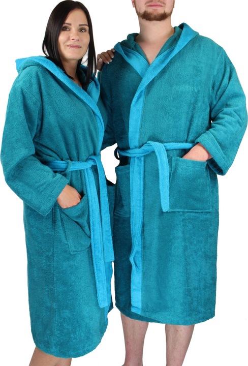 Produktbild Normani Damen Baumwoll-Bademantel mit Frottee, zweifarbig - OEKO-TEX® 100 - 8783 (4XL)