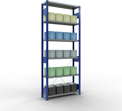 Produktbild Schulte Lagertechnik Stecksystem Grundregal MULTIplus330 mit Kreuzstrebe