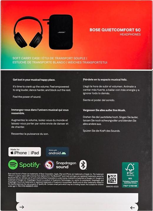 Produktbild Bose QuietComfort SC (ANC, 24 h, Kabellos, Kabelgebunden)