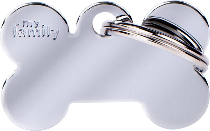 Myfamily Bone Chromed Brass Plaque pour chien 3x1.9cm (1 pc) (Chien)
