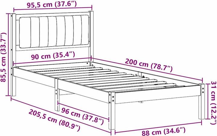 Image du produit vidaXL Holz-Bettgestell (90 x 200 cm)