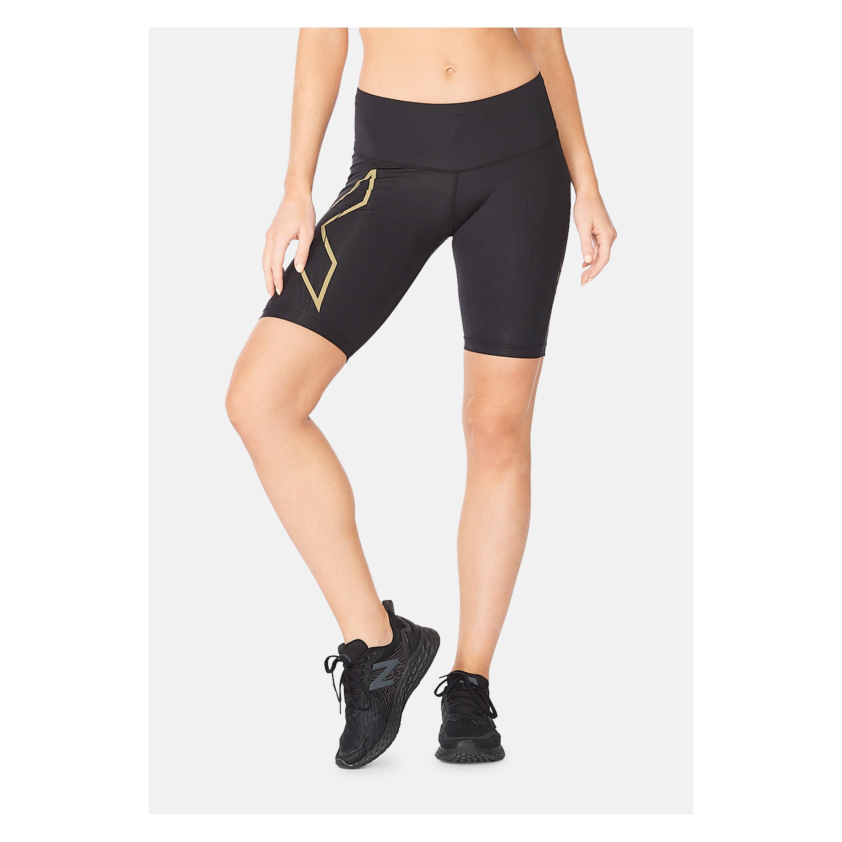 2XU, Damen, Sporthose, Light Speed Mid-Rise CompShort (L), Schwarz