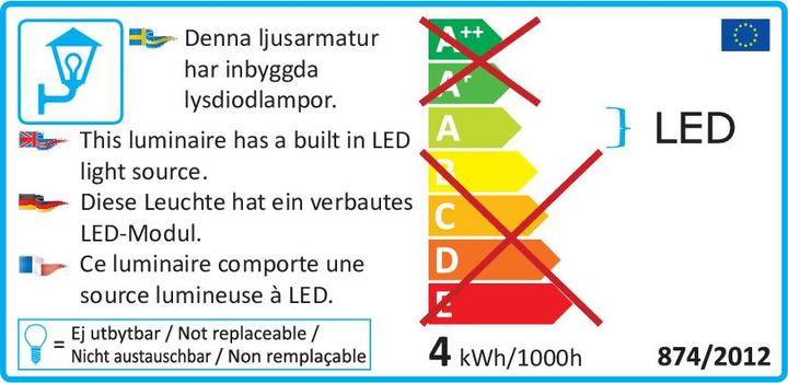 Energy Label Konstsmide LED exterior wall light 3 W Warm (300 lm, IP54)