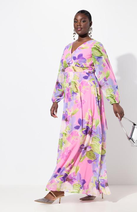 Produktbild Ulla Popken Abendkleid, doppellagig, V-Ausschnitt, Langarm (46, 48)