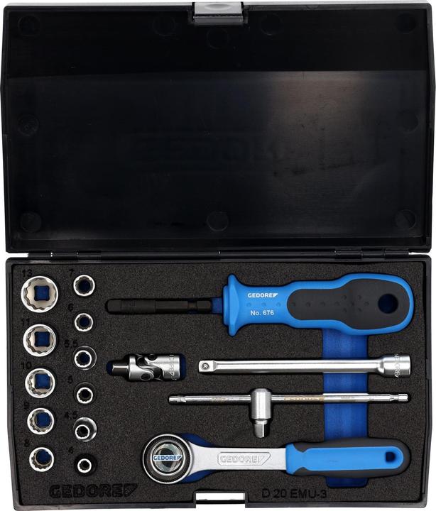 Actual product image Gedore D 20 EMU-3 Socket spanner set 1/4" 17 pieces UD profile 4-13 mm