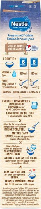 Nährwerte und Zutaten Nestlé Reisgriess mit Früchten (250 g)