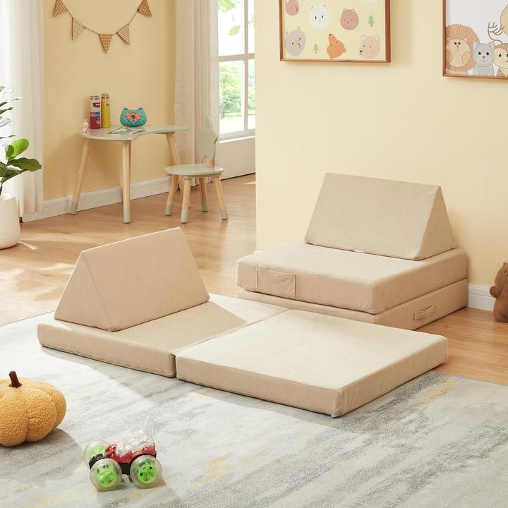 Actual product image En.Casa Spielsofa Norhulta 5-tlg. 120x66x46 cm Cord Beige (Children sofa)