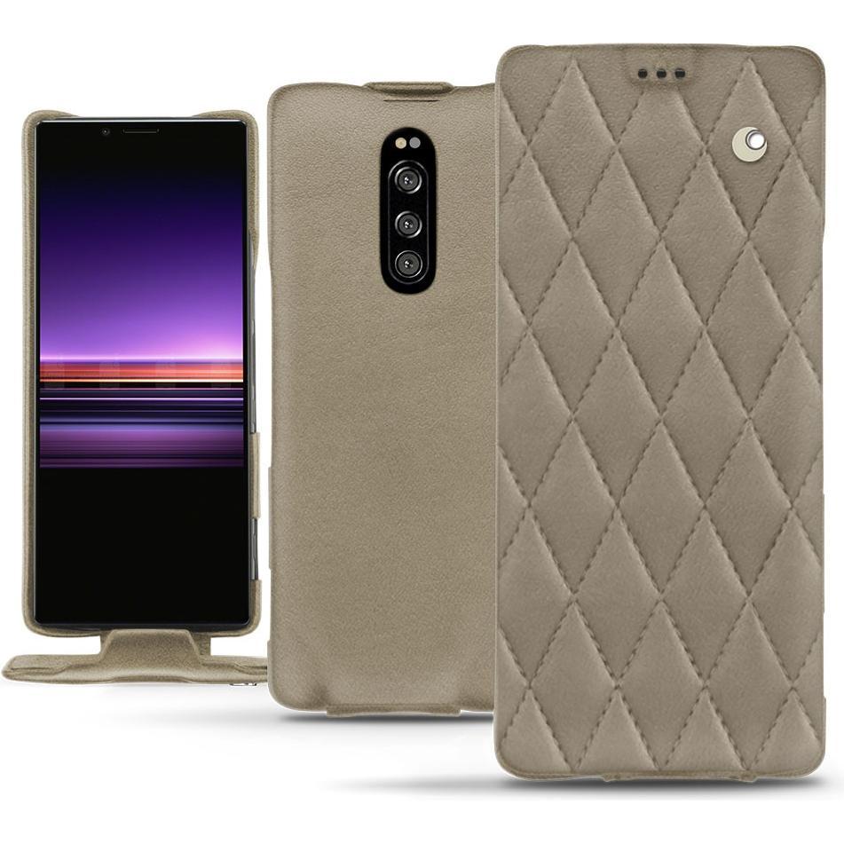 Noreve Lederschutzhülle vertikal (Sony Xperia 1), Smartphone Hülle, Beige