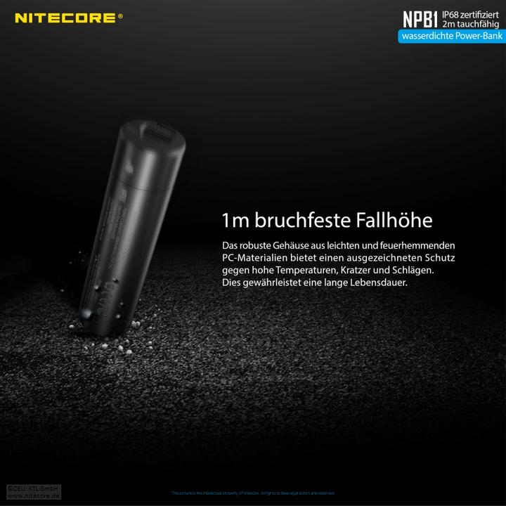 Actual product image Nitecore Powerbank NPB1 - 5000mAh, wasserdicht (5000 mAh, 18 W, 18.50 Wh)