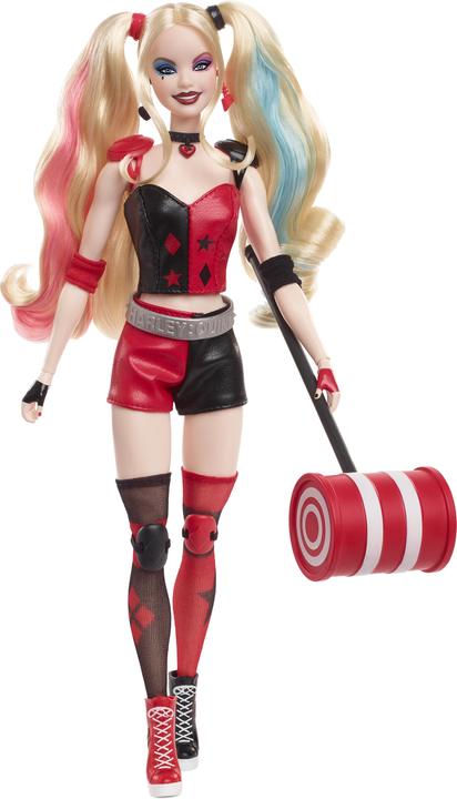 Actual product image Barbie Signature Harley Quinn Sammlerpuppe mit beweglichem Körper, ikonischem Outfit und Schlägel