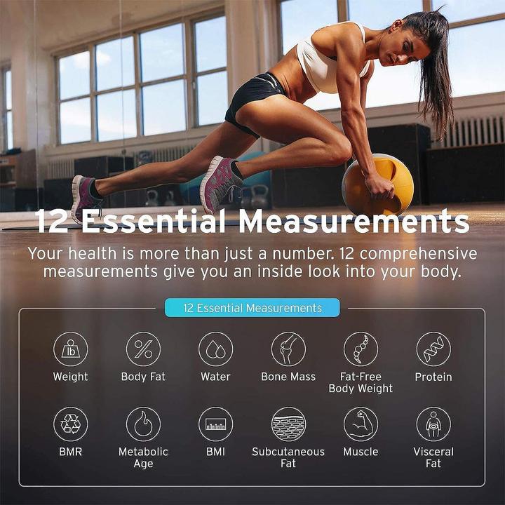 Immagine prodotto Etekcity Bilancia Bluetooth per il grasso corporeo Bilancia digitale intelligente - Nero (180 kg)