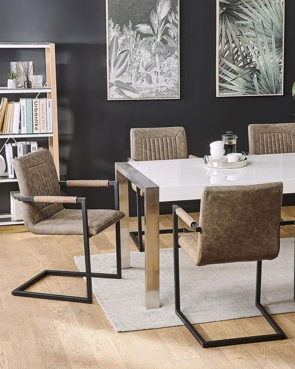 Actual product image Beliani Dining Chair Imitation Leather Brown Set Of 2 BRANDOL