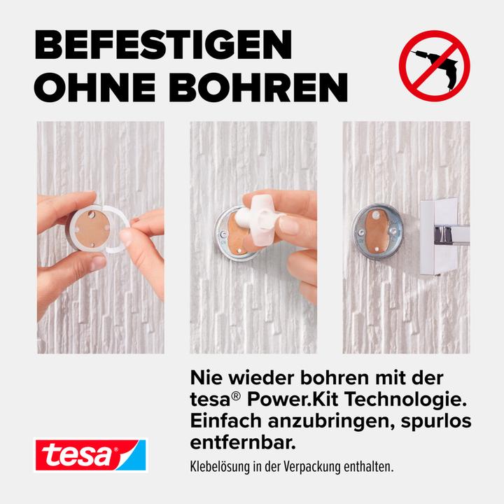 Actual product image tesa DELUXXE toilet roll holder incl. adhesive solution without drilling