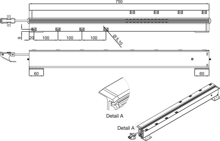 Produktbild Pöttker Ausziehtischführung ALU 77,Auszugslänge 1850 mm,Platten 2x500,Aluminium