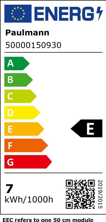 Etichetta energetica Paulmann PAUL Striscia luminosa a LED (Bianco caldo, 500 cm, Interno)