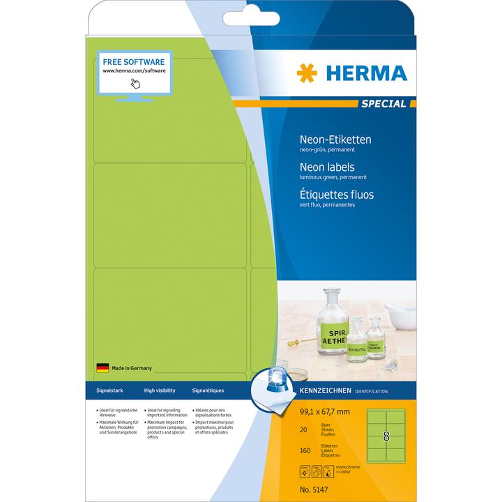 Actual product image HERMA Neon labels A4