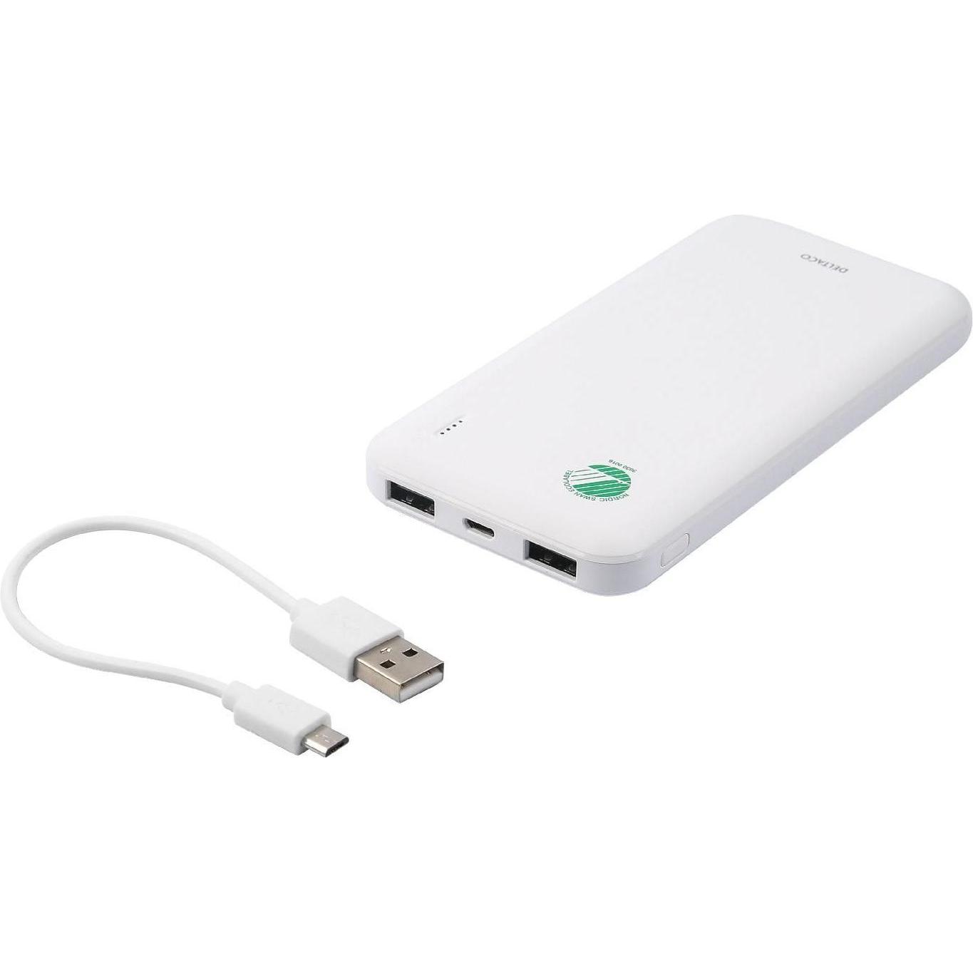 Thumbnail - Deltaco PB-S1000 (10000 mAh, 10.50 W, 37 Wh), Powerbank, Weiss