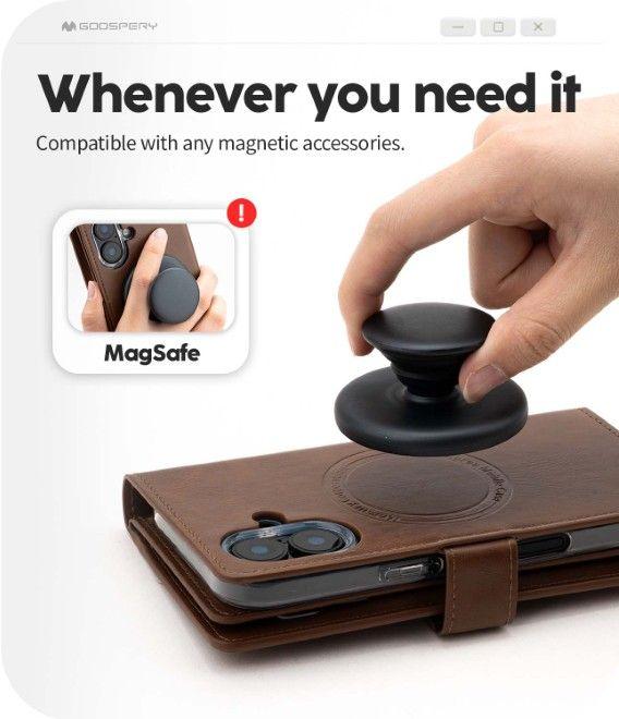 Produktbild Goospery MagSafe Mansoor Kunstleder Bookcover Hülle (Apple iPhone 17 Pro Max)