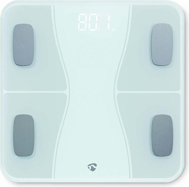 Produktbild Nedis WIFI-SmartLife-Personenwaage Bluetooth® | BMI / BMR / Fett / Gebeine / Gewicht / Muskeln / Was (180 kg)