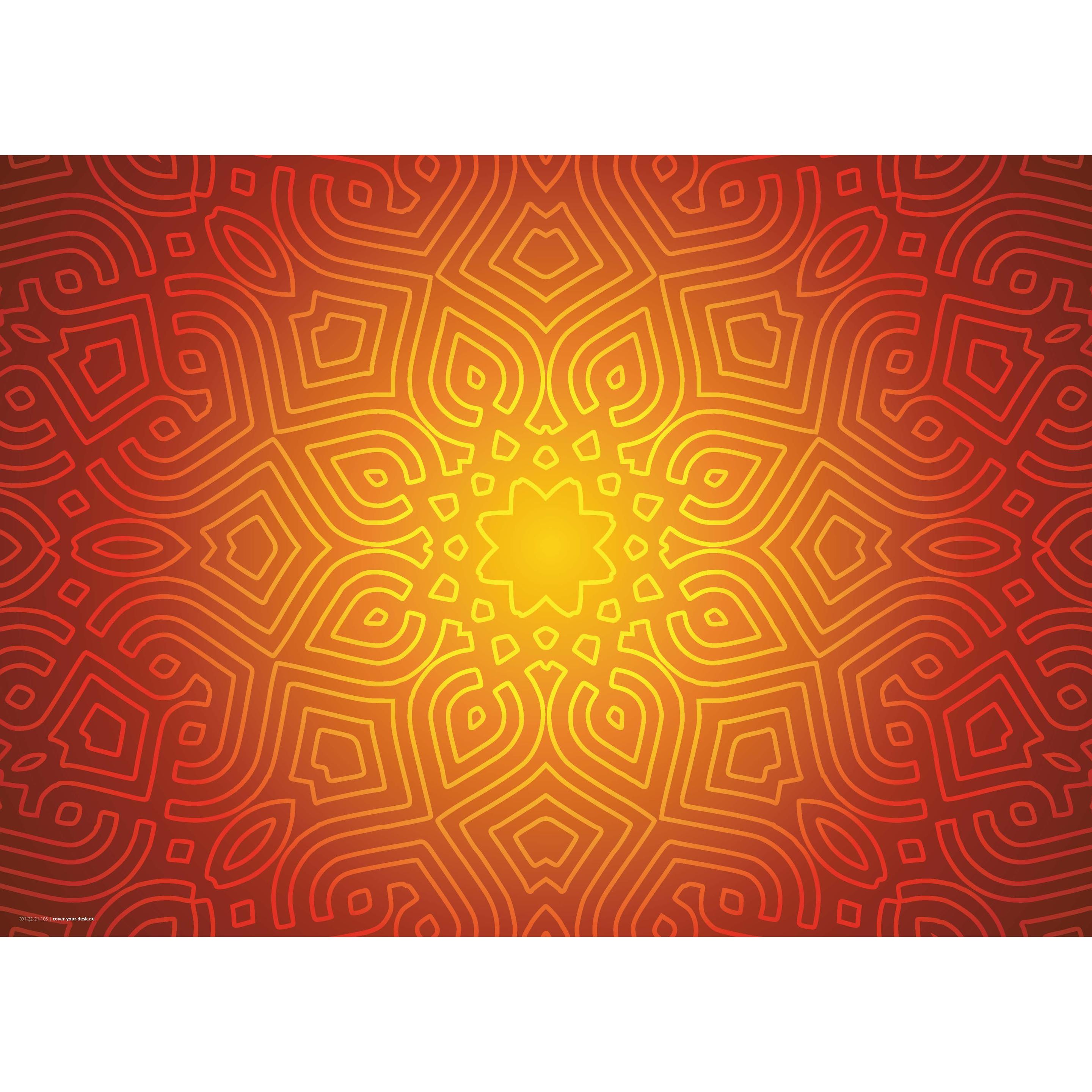 CoverYourDesk, Unterlage, Schreibtischunterlage Mandala rot-gelb