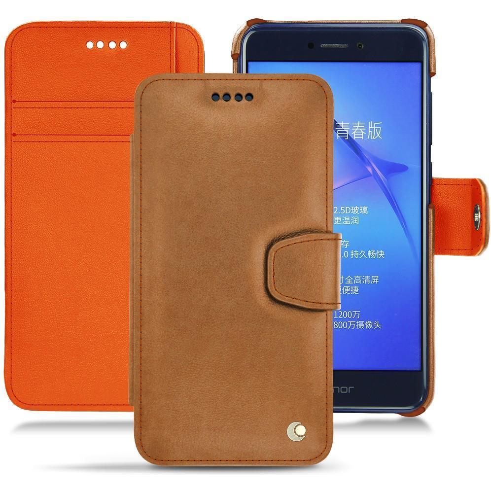 Noreve Lederschutzhülle Wallet (Huawei P8 Lite (2017)), Smartphone Hülle, Orange
