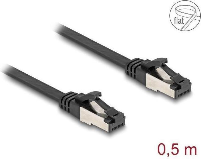 Actual product image Delock RJ45 flat ribbon patch cable male to male Cat.8.1 flexible 0.5 m black (U/FTP, CAT8.1, 0.50 m)