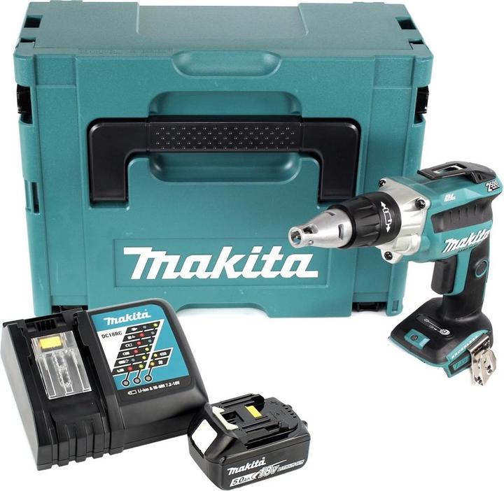 Actual product image Makita DFS 250 RT1J Battery drywall screwdriver 18 V Brushless + 1x battery 5.0 Ah + charger + Makpac (Rechargeable battery operated)