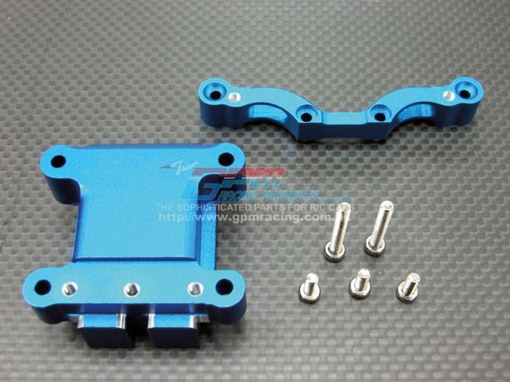 Produktbild GPM Aluminium Dämpfersteher & Getriebebox vorn blau Tamiya TT01