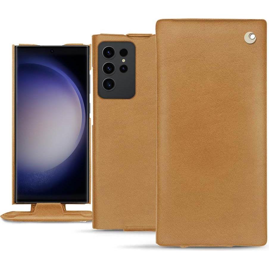 Noreve Lederschutzhülle vertikal (Samsung Galaxy S23 Ultra), Smartphone Hülle, Braun