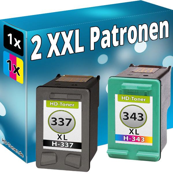 Produktbild Druckfuxx TINTE PATRONEN für HP 337+343 XL PhotoSmart C4180 D5160 BLACK SET