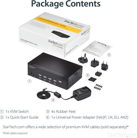 Produktbild StarTech KVM Switch HDMI 4 Port - 4K 30 Hz - KVM Extender für HDMI - KVM HDMI Umschalter