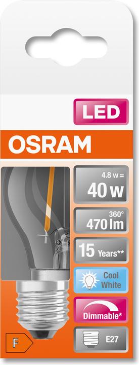 Actual product image Osram LEDSCLP40D 5W/840 230V FIL E27 10X1OSRAM (E27, 4.80 W, 470 lm, 1 x, F)