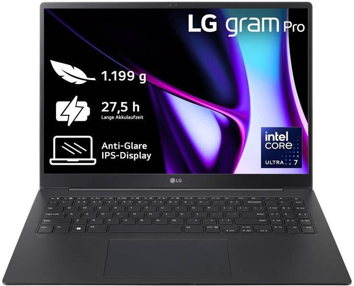 Actual product image LG 16" 16Z90S Notebook I7 8GB LPDDR5X 512GB SSD black W11P (16", 2000 GB, 32 GB, DE, Intel Core Ultra 7 155H)