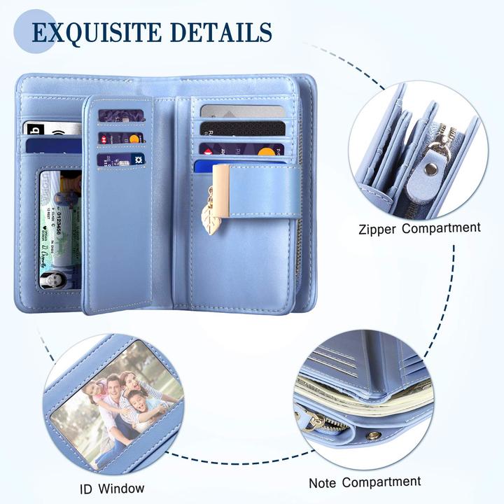 Produktbild Only-Bags.Store Leder Portemonnaie Geldbörse viele Fächer Brieftasche mit RFID-Schutz 18 Kartenfächer Geldbörsen