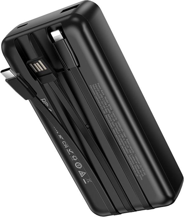 Actual product image Borofone Powerbank 20000mAh BJ79A Clever - USB - mit Typ-C- und Lightning-Kabeln, schwarz (20000 mAh, 10 W, 74 Wh)