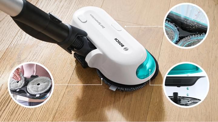 Immagine prodotto Bosch Hausgeräte Scopa elettrica lavapavimenti 2in1 Unlimited 7 ProHygienic Aqua Bianco