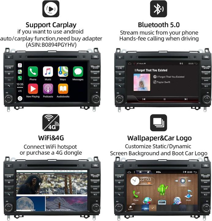 Produktbild Yuntx Android 10 Autoradio für Mercedes Benz Viano/Sprinter